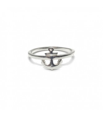 R002412 Handmade Sterling Silver Minimalist Ring Anchor Genuine Solid Stamped 925